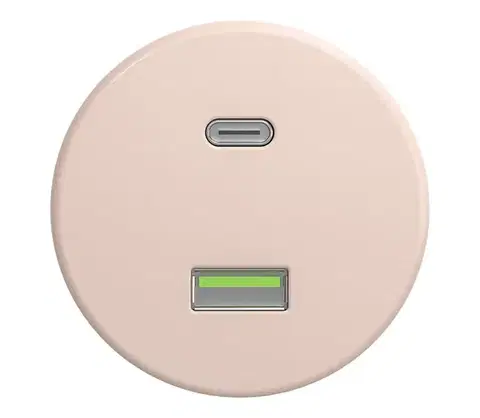 Predlžovacie káble lap - Retro USB zásuvka A+C bez rámčeka staroružová R/USB