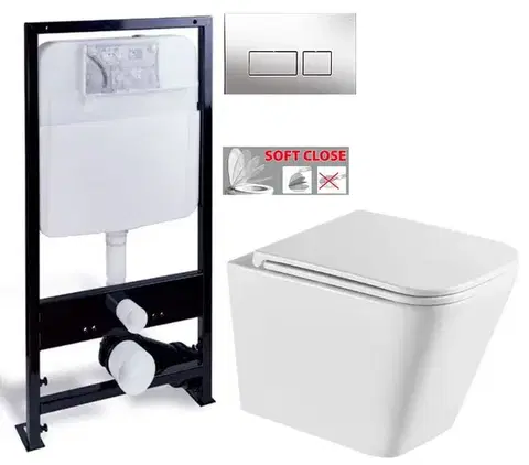 Závesné wc sety PRIM predstenový inštalačný systém s chrómovým tlačidlom 20/0041+ WC INVENA FLORINA /VÍROVÉ SPLACH/ WITH SOFT  se sedlem RIMLESS PRIM_20/0026 41 FL1