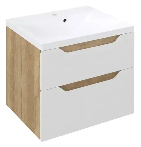 Kúpeľňový nábytok Sapho WAVE umývadlová skrinka 60x65x47,8cm, biela/dub Alabama SPH WA060-3022