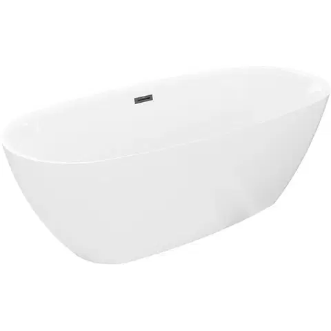 Vane MEXEN/S - Luvo Slim voľne stojaca vaňa 170 x 75, biela, sifón a prepad čierna 52801707500-70