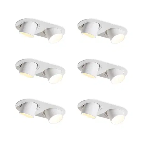 Zapustené svietidlá Sada 6 zapustených bodových svetiel biela GU10 35 mm naklápateľné 2-svetlá - Installa