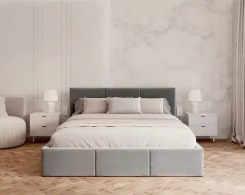 Postele FDM Čalúnená manželská posteľ FRESIA | 180 x 200 cm Farba: Sivá
