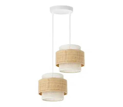 Svietidlá  Závesný luster BOHO na lanku 2xE27/60W/230V juta/krémová H0175