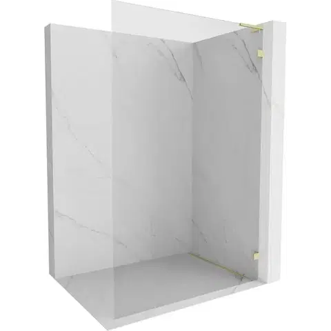 Sprchové dvere MEXEN/S - Lunar L Sprchová zástena WALK-IN pravá 60 x 200, transparent 8 mm, zlato kefovaná 830L-060-000-55-00-P