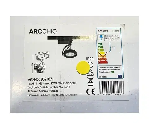 Svietidlá Arcchio - LED Bodové svietidlo do lištového systému RICK AR111 1xG53/13W/230V 4251096561036