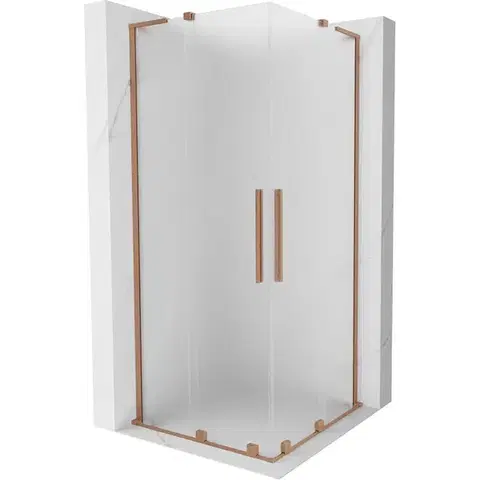 Sprchovacie kúty MEXEN/S - Velar L Duo sprchovací kút, posuvné dvere 100 x 100, dekor, meď kartáčovaná 871-100-100-02-33-65