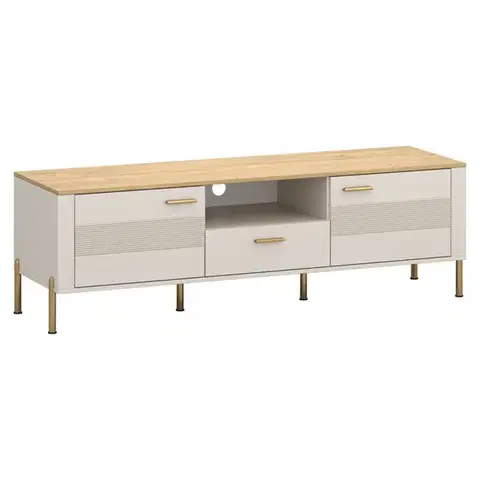 TV stolíky KONDELA Runol 2D1S tv stolík kašmír / dub kamenný