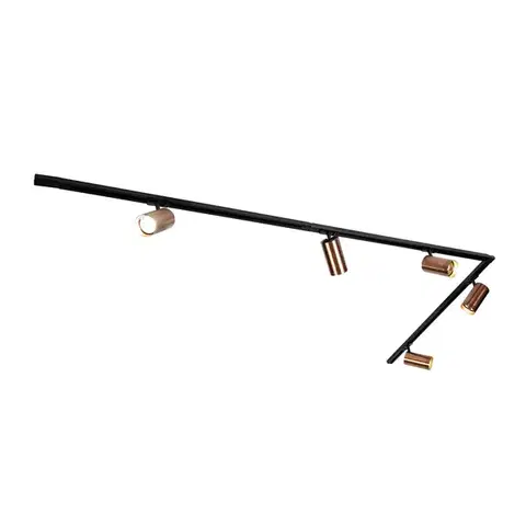 Koľajnicové svetelné systémy Moderný koľajnicový systém s 5 bodovými svetlami tmavý bronz 1-fázový GU10 70mm - Iconic Jeana Luxe
