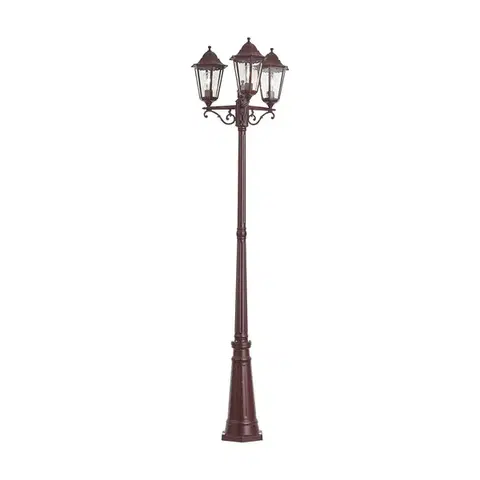 Vonkajšie svietidlá Klasická vonkajšia lampa tmavočervená 220 cm 3-svetlá IP44 - Havana