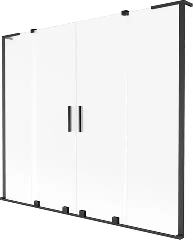 Sprchové dvere MEXEN/S - Velar L Duo dvojkrídlová posuvná vaňová zástena 170 x 150, dekor, čierna 896-170-003-32-70