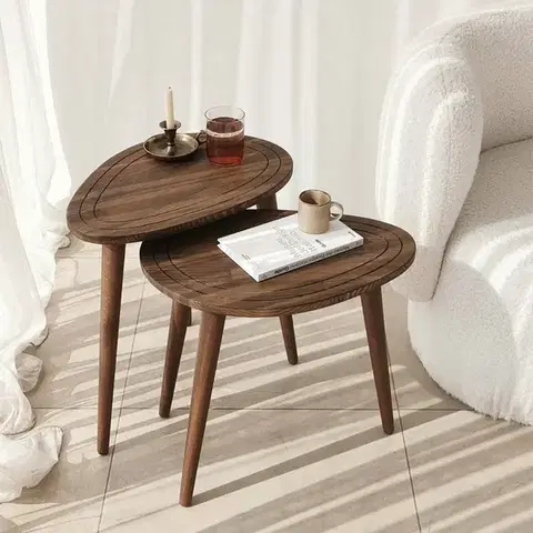 Konferenčné stolíky Sada odkladacích stolíkov (2 kusy) Sweet Set - Walnut