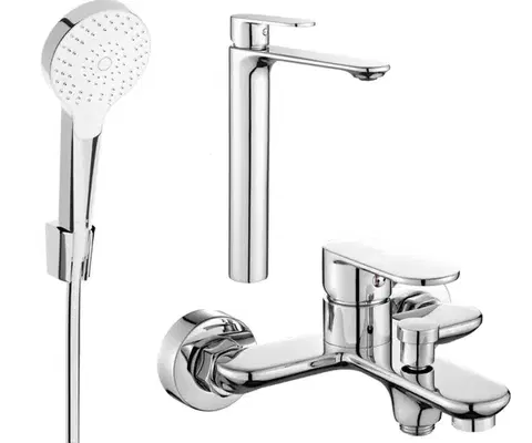 Kúpeľňové batérie MEXEN/S - Milo R05 SET umývadlová batéria + vaňová s príslušenstvom, chróm 71313R05-00