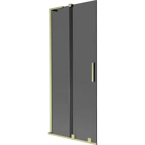 Sprchové dvere MEXEN/S - Velar L dvojkrídlová posuvná vaňová zástena 80 x 150, grafit, zlatá kartáčovaná 896-080-003-41-55