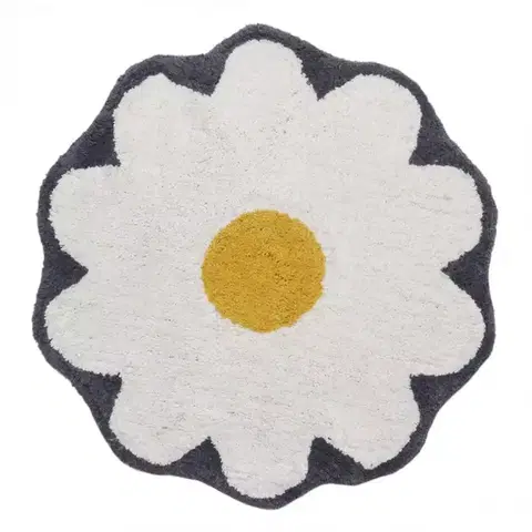 Koberčeky a rohože do kúpeľne Kúpeľňový koberček Ø60cm biely Cotton Floral