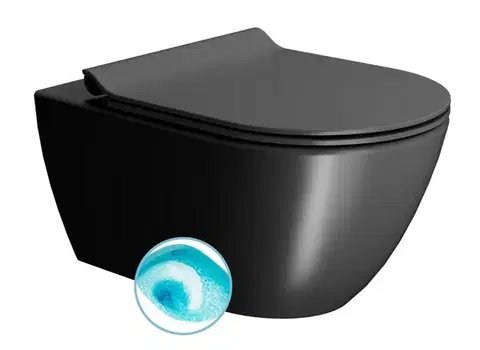 Záchody GSI - PURA závesná WC misa, Swirlflush, 36x55cm, čierna dual-mat 881526