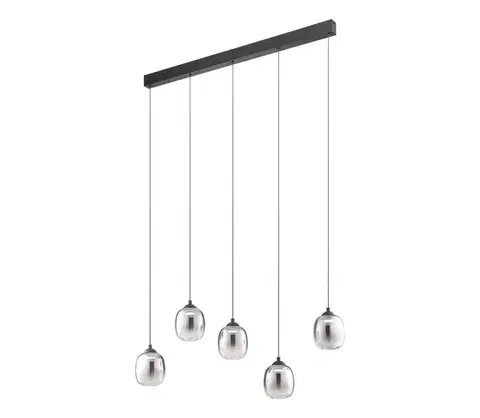 Svietidlá Redo 01-3490 -LED Stmievateľný luster na lanku KHADI 5xLED/5,2W/230V čierna/dymová 01-3490