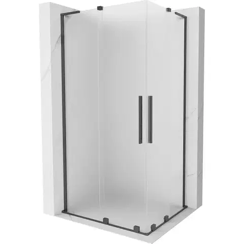 Sprchovacie kúty MEXEN/S - Velar L Duo sprchovací kút, posuvné dvere 90 x 80, dekor, gun gray kartáčovaná 871-090-080-02-33-66
