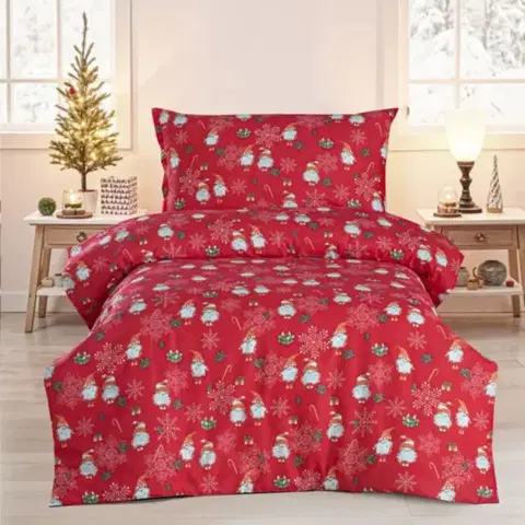 Obliečky Obliečky bavlnené Vianočné Merry Christmas red 200x140cm+90x70cm TiaHome