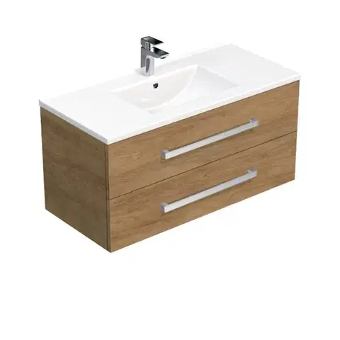Kúpeľňový nábytok Kúpeľňová skrinka s umývadlom SAT Cube Way 100x53x46 cm dub Hickory CUBE461002DHMOD CUBE461002DHMOD