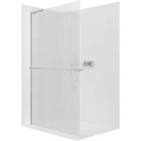 Sprchové dvere CERANO - Sprchová zástena Walk-in Onyx L-ľavá vzpera - 8 mm + polička/držiak na uteráky - chróm, ryhované sklo - 60x200 CER-8050BD932
