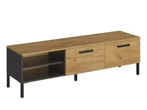 TV stolíky KONDELA Santana 2K/155 tv stolík dub craft zlatý / antracit