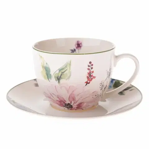 Hrnčeky a šálky Porcelánová šálka s podšálkou Flower Garden, 260 ml