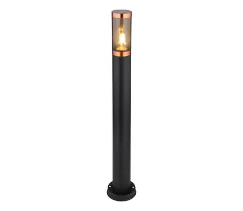 Záhradné lampy Globo 31588BC - Vonkajšia lampa BOSTON 1xE27/23W/230V IP44 80 cm čierna/meď 31588BC
