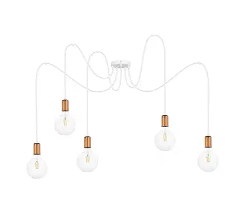 Svietidlá  Luster na lanku MIROS 5xE27/60W/230V pavúk biela/medená 0666