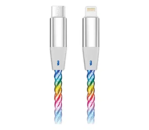 Predlžovacie káble Aligator DATKP63 - USB kábel USB-C / Lightning s LED podsvietením 30W PD 1,2m DATKP63