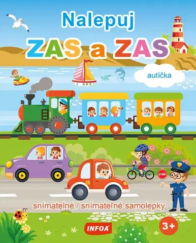Nalepovačky, vystrihovačky, skladačky Nalepuj ZAS a ZAS - Autíčka - snímatelné / snímateľné samolepky (CZ/SK vydanie)