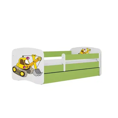 Postele pre dievčatá Detská Posteľ. Babydreams+Sz+M Zelená 80x160 Rýpadlo