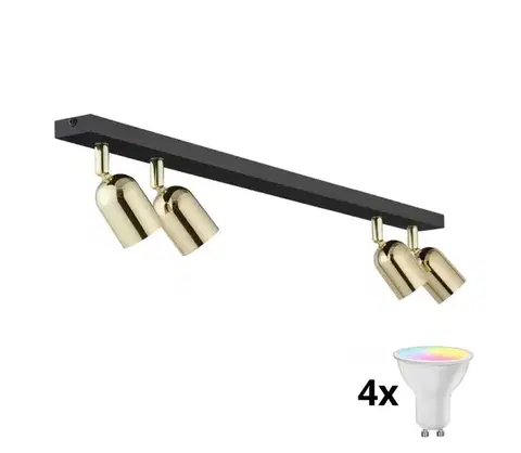 Svietidlá  LED RGBW stmievateľné bodové svietidlo TOP 4xGU10/6,5W/230V 2700-6500K čierna/zlatá TK5619+4xAI0589