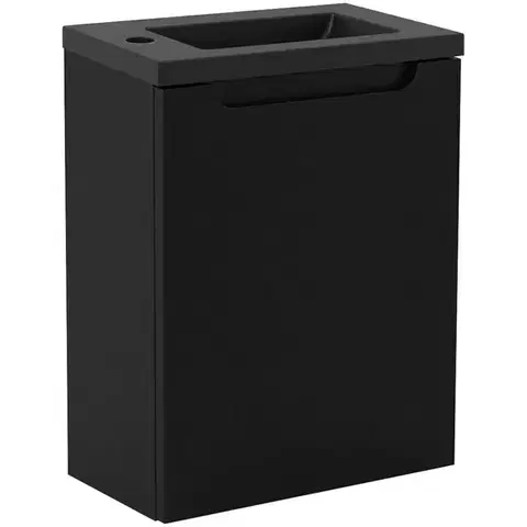 Kúpeľňový nábytok CERANO - Umývadlová skrinka pre WC Sora - čierna matná + umývadlo z lit. mramoru - čierna matná - 40x57,5x22 CER-999993