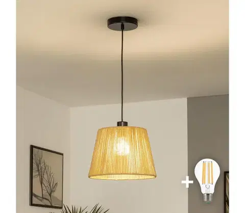 Svietidlá BRILAGI - LED luster na lankách CERIA BOHO 1xE27/40W/230V pr. 28 cm hnedá BG3987+EG781111