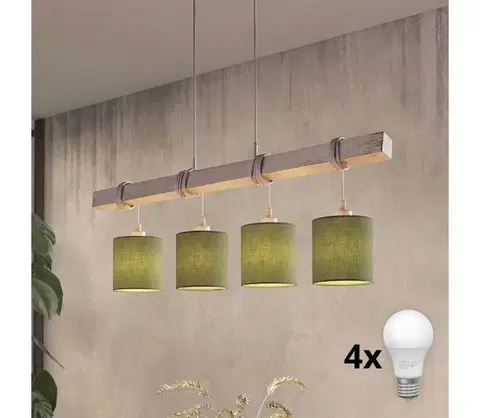 Svietidlá BRILAGI - LED luster na lane NUBILA 4xE27/60W/230V sivá/zelená 1xEG49927A+4xBG1576