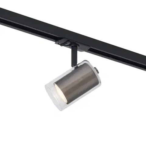 Koľajnicové svetelné systémy Moderný reflektor Gunmetal s čírym sklom pre koľajnicový systém 1-fázový - Iconic Lloyd