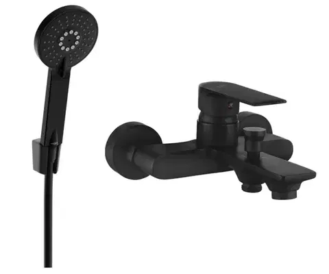 Kúpeľňové batérie MEXEN/S - R40 Royo vaňová batéria so sprchou set, čierna 7223R40-70