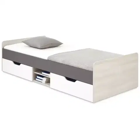 Jednolôžkové postele Posteľ 90 Remo RM15 dub wilton/biela/antracit