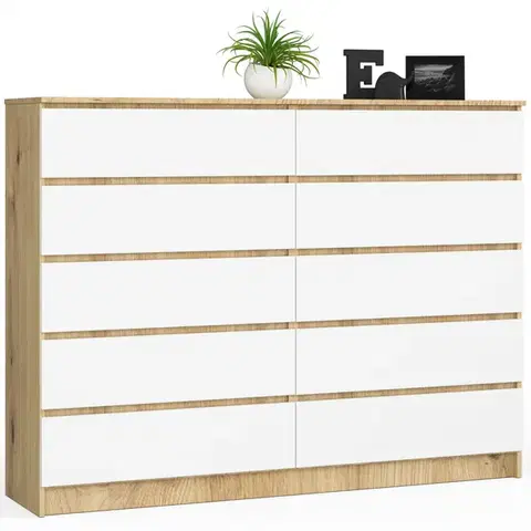 Komody a skrinky Moderná široká a vysoká komoda, HERMÍNA160, dub artisan / biela