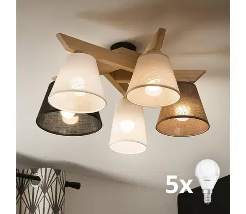 Svietidlá BRILAGI - LED  Prisadený luster ANTHONY 5xE14/40W/230V dub 8590828610847