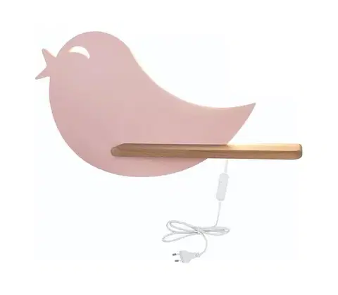 Svietidlá  LED Detské nástenné svietidlo s poličkou BIRD LED/5W/230V ružová/drevo 21-85054