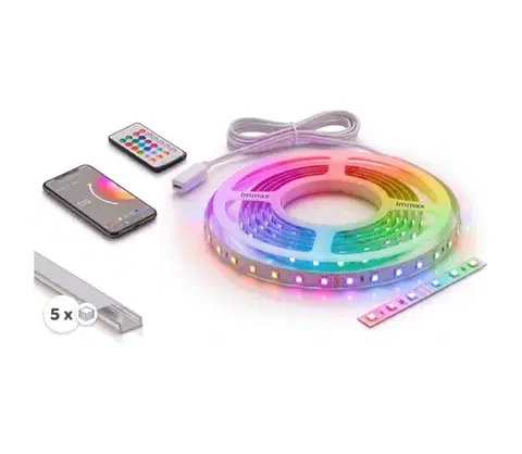 LED osvetlenie SmartLED SADA 1x LED RGBW pásik NEO LITE LED/24W/230V 5 m IP65 Wi-Fi + 5x profil 1 m + diaľkový ovládač 5xSD0028+1xIM0834