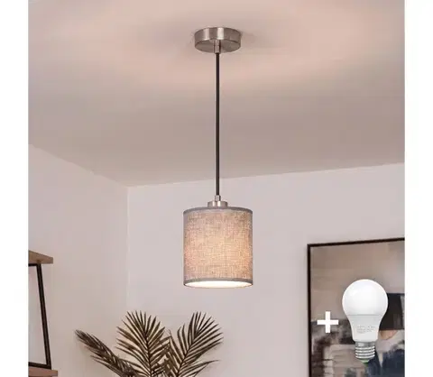Svietidlá BRILAGI - LED závesný luster na lanku NUBILA 1xE27/60W/230V pr. 14 cm čierna/šedá EG32517+BG1582