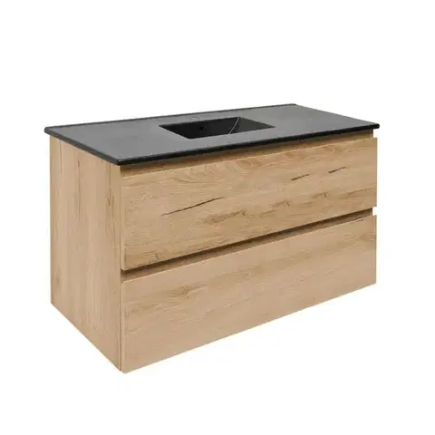 Kúpeľňový nábytok Kúpeľňová skrinka 2 zásuvková s umývadlom SAT B-Way 99x50x45 cm dub mat BWAY2100OAKU4B BWAY2100OAKU4B