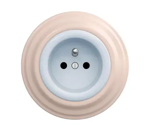 Predlžovacie káble Reblig - Retro domová zásuvka s rámčekom 230V modrá/staroružová RG0119+RG0024