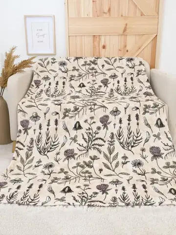 Deky MKLozkoviny.sk Deka mikroplyš Exclusive 150 × 200 cm – Herbár béžovej