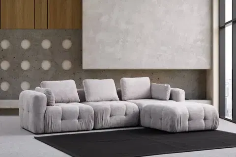 Sedacie súpravy Rohová sedacia súprava / Rohová pohovka Amaris 3 Seater With Pouffe - Light Grey