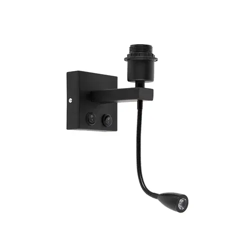 Lampy Moderná nástenná lampa čierna s flexibilným ramenom - Brescia Combi