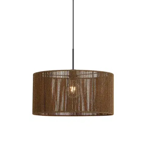 Závesné svietidlá Hanglamp zwart met bruine papieren touw kap 50/50/25 - Combi 1
