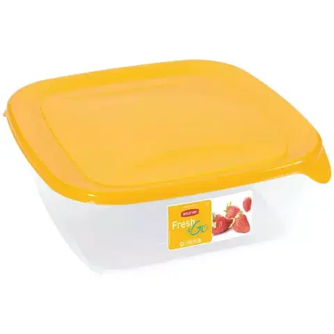Dekorácie a bytové doplnky Štvorcová nádoba na potraviny. Fresh&Go 182237 žltá/transparentná